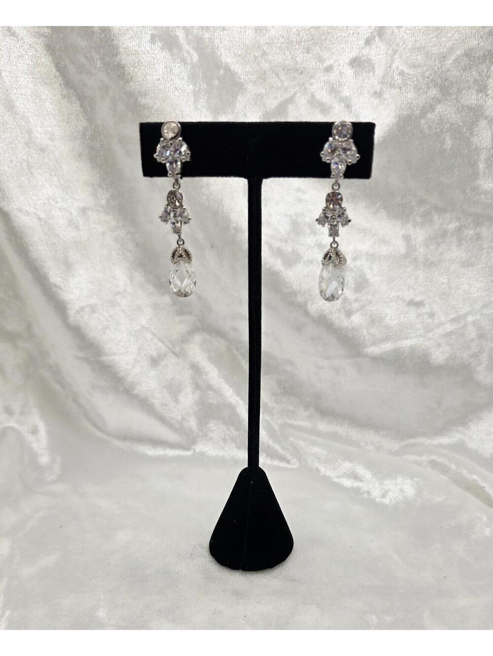 Vintage Rhinestone Drop Earrings Crystal Teardrop Dangle Earrings Bridal Wedding
